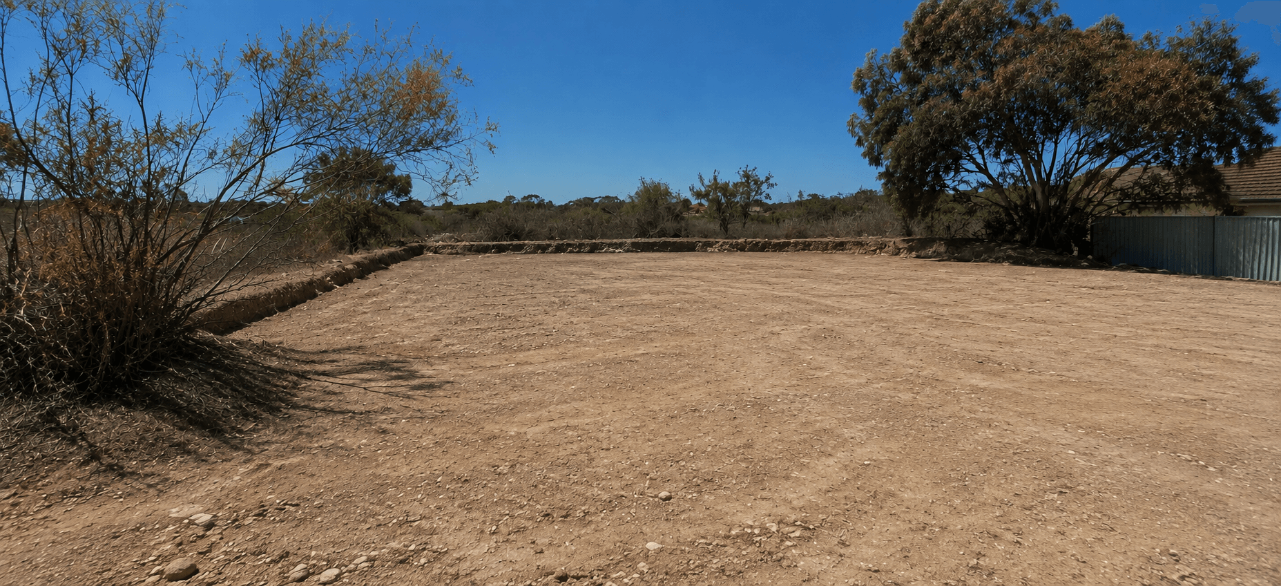 Cleared and levelled pad, ready for the next stage